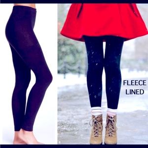 🌳Timberland 2 Pairs Fleece-lined Footless Tights, Sz Med-Lg, Black & Red (NWT)